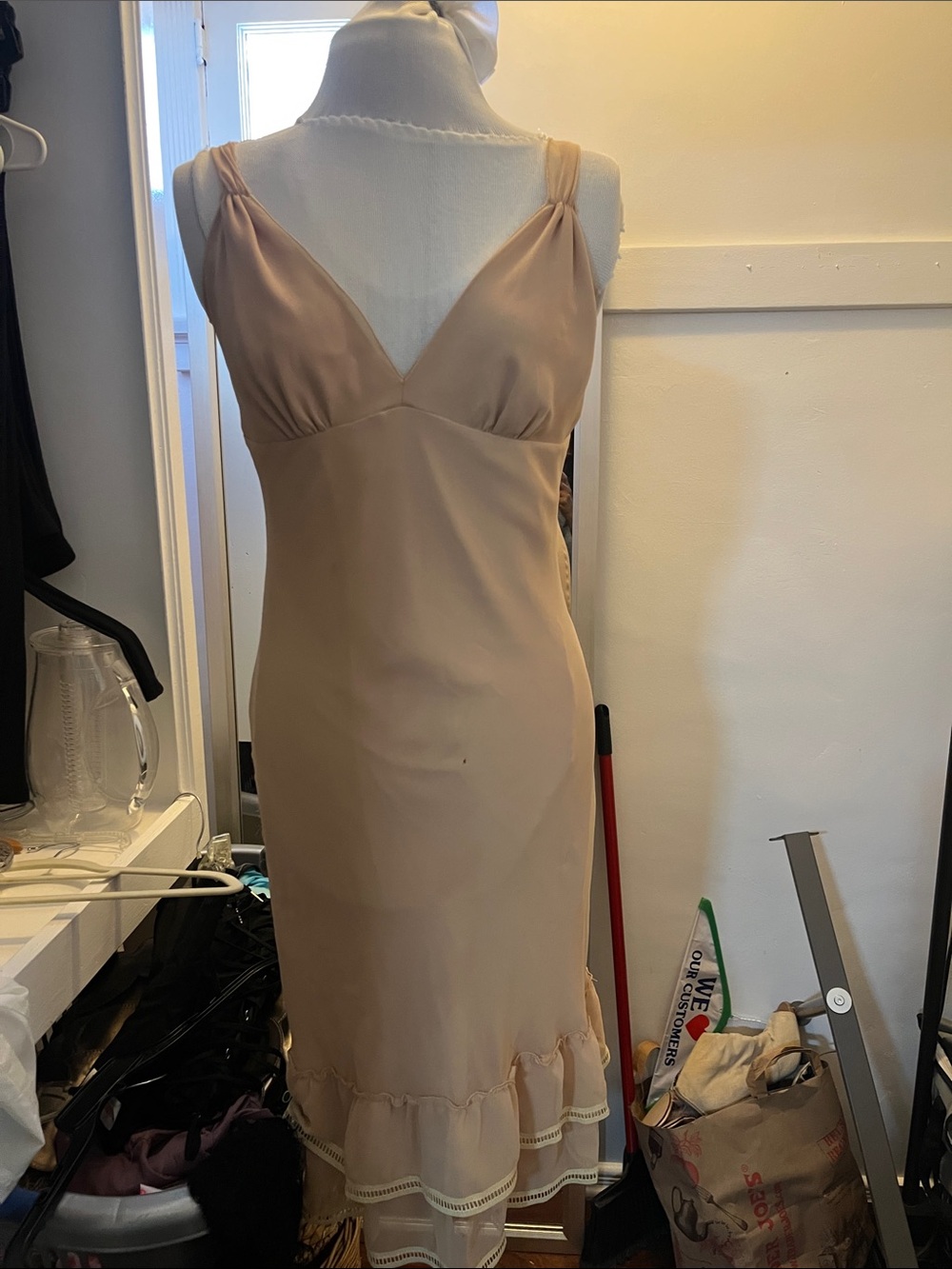 ABS Allen Schwartz Beige Midi Slip Dress